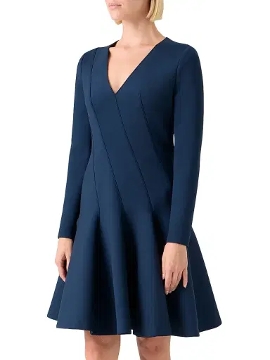 Akris Women's Stretch-Neoprene Diagonal Godet Minidress - Denim - Size 2 | Thumbnail 4