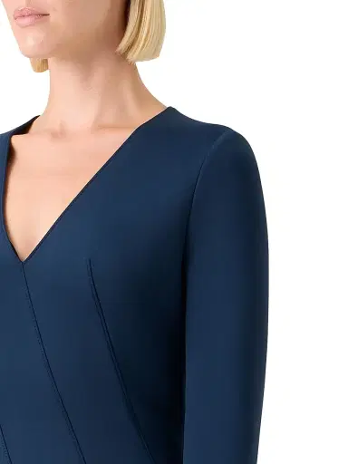Akris Women's Stretch-Neoprene Diagonal Godet Minidress - Denim - Size 2 | Thumbnail 6