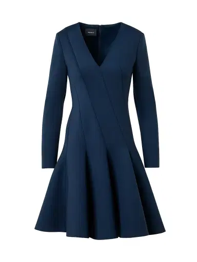Akris Women's Stretch-Neoprene Diagonal Godet Minidress - Denim - Size 2 | Thumbnail 1