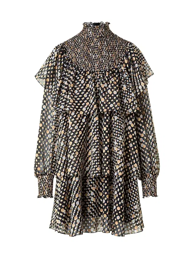 Akris punto Women's Polka Dot Devoré Crêpe De Chine Ruffle Minidress