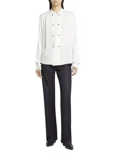 Giorgio Armani Women's Ouble Silk Blouse - White - Size 8 | Thumbnail 2 Giorgio Armani Women's Ouble Silk Blouse - White - Size 8 | Thumbnail 2