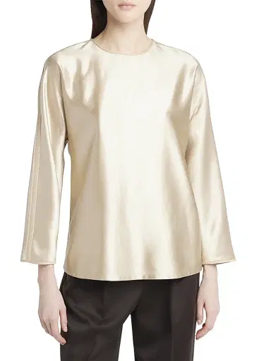 Giorgio Armani Women's Silk Crewneck Top - Gold - Size 8 | Thumbnail 3