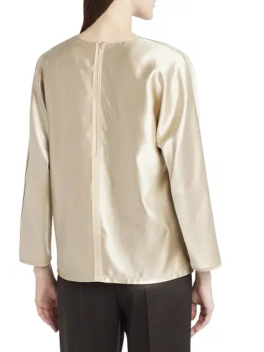 Giorgio Armani Women's Silk Crewneck Top - Gold - Size 8 | Thumbnail 4