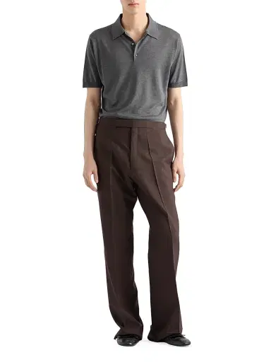 Prada Men's Cashmere and Silk Polo Shirt - Grey - Size 40 | Thumbnail 7
