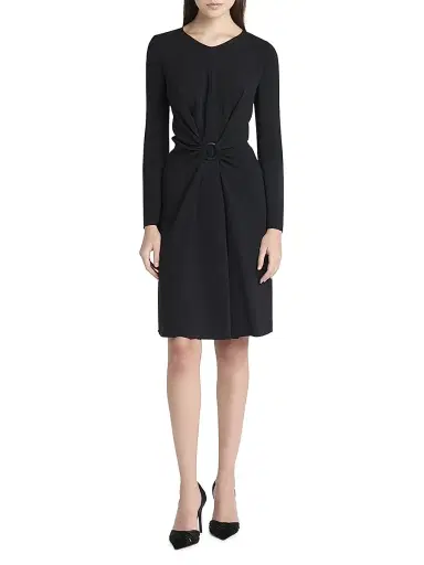 Giorgio Armani Women's Gathered Sheath Midi-Dress - Black - Size 6 | Thumbnail 2