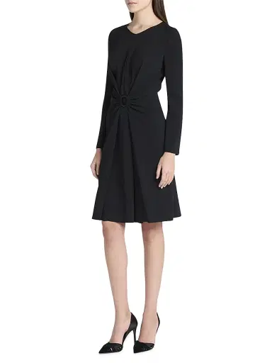 Giorgio Armani Women's Gathered Sheath Midi-Dress - Black - Size 6 | Thumbnail 3