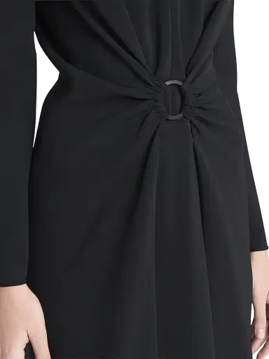 Giorgio Armani Women's Gathered Sheath Midi-Dress - Black - Size 6 | Thumbnail 5