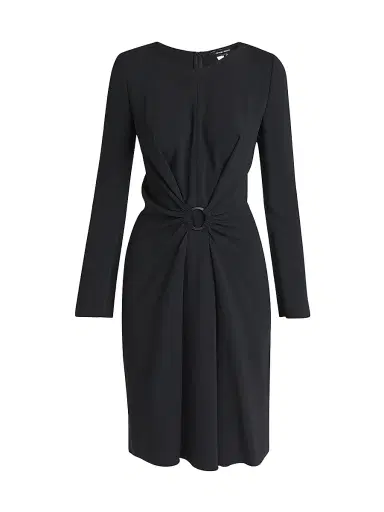 Giorgio Armani Women's Gathered Sheath Midi-Dress - Black - Size 6 | Thumbnail 1