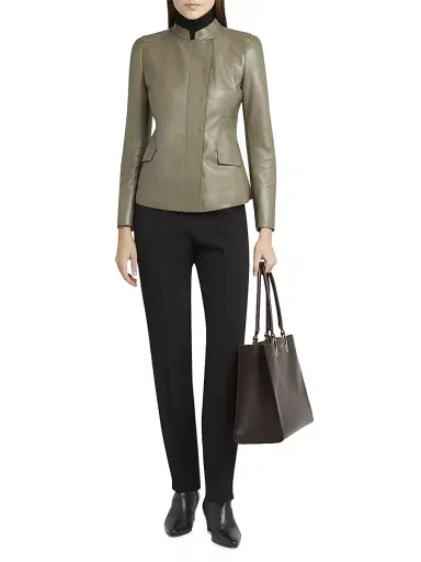 Giorgio Armani Women's Leather Tailored Jacket | Thumbnail 2 Giorgio Armani Women's Leather Tailored Jacket | Thumbnail 2