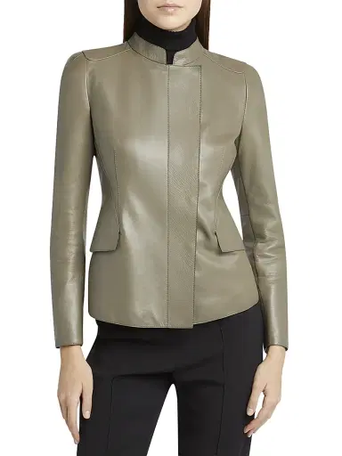 Giorgio Armani Women's Leather Tailored Jacket | Thumbnail 3 Giorgio Armani Women's Leather Tailored Jacket | Thumbnail 3