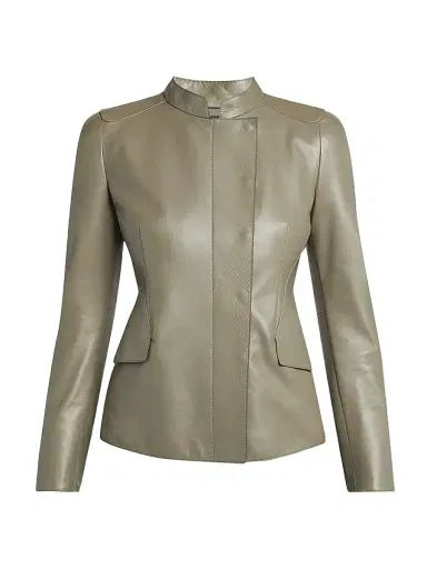 Giorgio Armani Women's Leather Tailored Jacket | Thumbnail 1 Giorgio Armani Women's Leather Tailored Jacket | Thumbnail 1