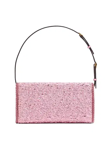 Valentino Garavani Women's Devain Small Shoulder Bag in Cloqué Jacquard Fabric - Pink | Thumbnail 6 Valentino Garavani Women's Devain Small Shoulder Bag in Cloqué Jacquard Fabric - Pink | Thumbnail 6