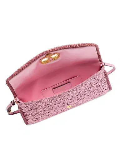 Valentino Garavani Women's Devain Small Shoulder Bag in Cloqué Jacquard Fabric - Pink | Thumbnail 7 Valentino Garavani Women's Devain Small Shoulder Bag in Cloqué Jacquard Fabric - Pink | Thumbnail 7