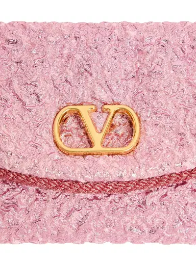 Valentino Garavani Women's Devain Small Shoulder Bag in Cloqué Jacquard Fabric - Pink | Thumbnail 8 Valentino Garavani Women's Devain Small Shoulder Bag in Cloqué Jacquard Fabric - Pink | Thumbnail 8