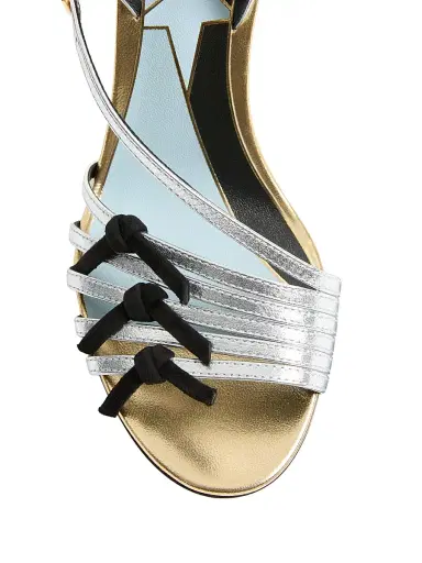 Valentino Garavani Women's Nodine 100MM Sandals in Laminated Nappa - Gold Silver - Size 10.5 | Thumbnail 5