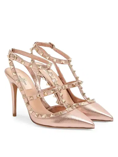 Valentino Garavani Women's Rockstud 100MM Pumps in Laminated Nappa Leather - Rose Cannelle - Size 10.5 | Thumbnail 2 Valentino Garavani Women's Rockstud 100MM Pumps in Laminated Nappa Leather - Rose Cannelle - Size 10.5 | Thumbnail 2