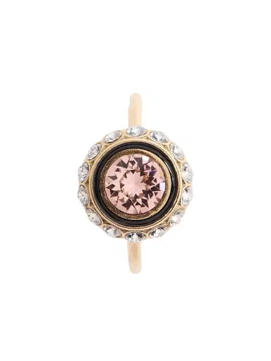 Valentino Garavani Women's VLogo Signature Ring in Metal, Enamel and Crystals - Gold Pink | Thumbnail 4 Valentino Garavani Women's VLogo Signature Ring in Metal, Enamel and Crystals - Gold Pink | Thumbnail 4