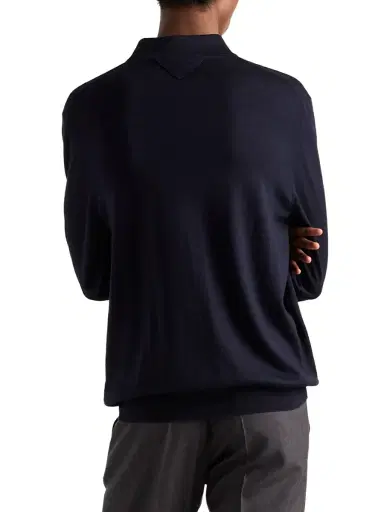Prada Men's Cashmere and Silk Polo Shirt - Grey | Thumbnail 11 Prada Men's Cashmere and Silk Polo Shirt - Grey | Thumbnail 11