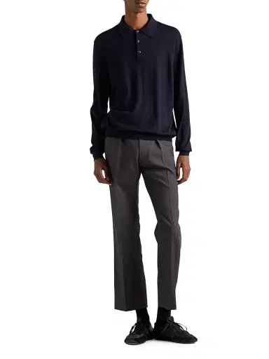 Prada Men's Cashmere and Silk Polo Shirt - Grey | Thumbnail 13 Prada Men's Cashmere and Silk Polo Shirt - Grey | Thumbnail 13