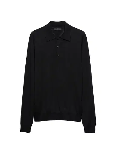 Prada Men's Cashmere and Silk Polo Shirt - Grey | Thumbnail 14 Prada Men's Cashmere and Silk Polo Shirt - Grey | Thumbnail 14