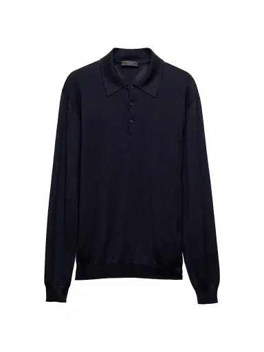 Prada Men's Cashmere and Silk Polo Shirt - Grey | Thumbnail 7 Prada Men's Cashmere and Silk Polo Shirt - Grey | Thumbnail 7