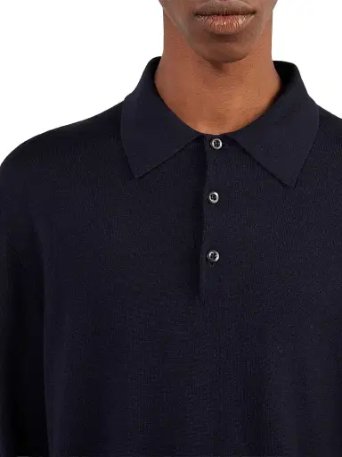 Prada Men's Cashmere and Silk Polo Shirt - Grey | Thumbnail 9 Prada Men's Cashmere and Silk Polo Shirt - Grey | Thumbnail 9
