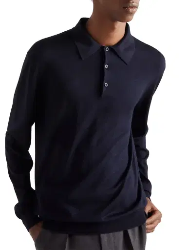 Prada Men's Cashmere and Silk Polo Shirt - Grey | Thumbnail 10 Prada Men's Cashmere and Silk Polo Shirt - Grey | Thumbnail 10