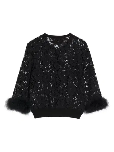 Valentino Garavani Women's Lace and Cotton Cardigan - Black - Size XS | Thumbnail 2