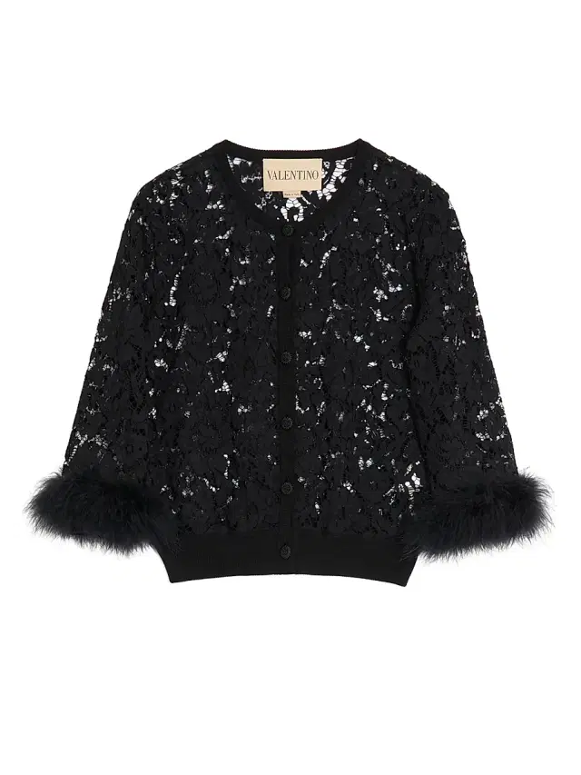 Valentino Garavani Women's Lace and Cotton Cardigan - Black