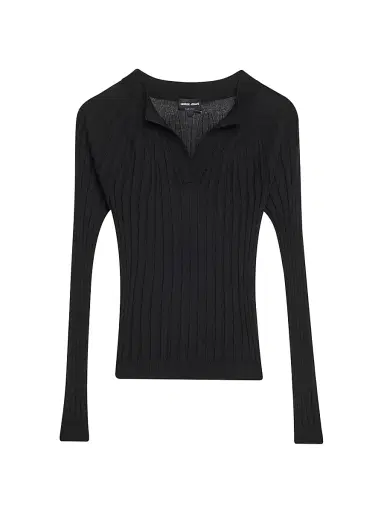 Giorgio Armani Women's Rib-Knit Cashmere & Silk V-Neck Sweater - Black | Thumbnail 1 Giorgio Armani Women's Rib-Knit Cashmere & Silk V-Neck Sweater - Black | Thumbnail 1