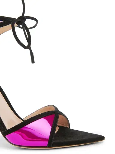 Gianvito Rossi Women's Confetti 105MM Colorblocked Metallic Leather & Suede Sandals - Black Bloom Freesia - Size 9 | Thumbnail 5