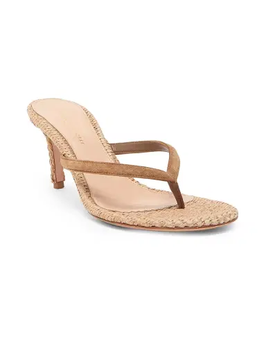 Gianvito Rossi Women's Calypso 70MM Suede & Raffia Sandals - Texas Cuoio - Size 12 | Thumbnail 2