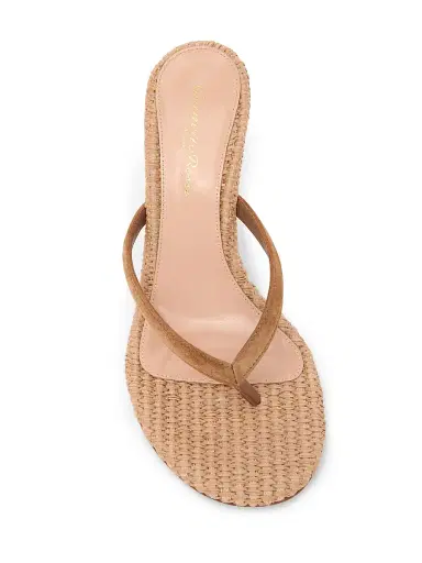 Gianvito Rossi Women's Calypso 70MM Suede & Raffia Sandals - Texas Cuoio - Size 12 | Thumbnail 3