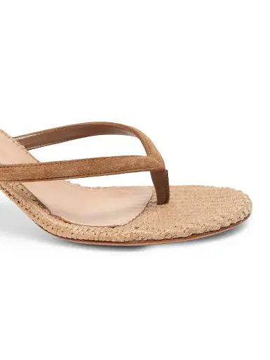 Gianvito Rossi Women's Calypso 70MM Suede & Raffia Sandals - Texas Cuoio - Size 12 | Thumbnail 4