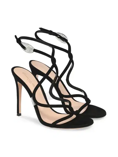 Gianvito Rossi Women's Crystal-Embellished Buckle 105MM Suede Sandals | Thumbnail 2 Gianvito Rossi Women's Crystal-Embellished Buckle 105MM Suede Sandals | Thumbnail 2