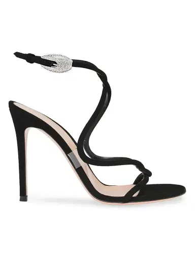 Gianvito Rossi Women's Crystal-Embellished Buckle 105MM Suede Sandals | Thumbnail 1 Gianvito Rossi Women's Crystal-Embellished Buckle 105MM Suede Sandals | Thumbnail 1