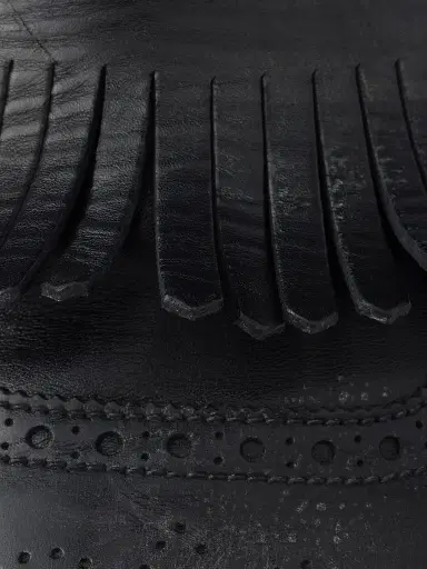 Prada Men's Shuffle Antiqued Leather Mules with Buckled Strap and Fringe - Black - Size 6 | Thumbnail 5 Prada Men's Shuffle Antiqued Leather Mules with Buckled Strap and Fringe - Black - Size 6 | Thumbnail 5