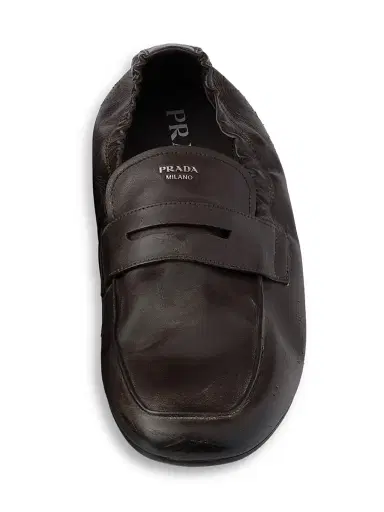 Prada Men's Shuffle Antiqued Leather Loafers - Brown - Size 10 | Thumbnail 3 Prada Men's Shuffle Antiqued Leather Loafers - Brown - Size 10 | Thumbnail 3