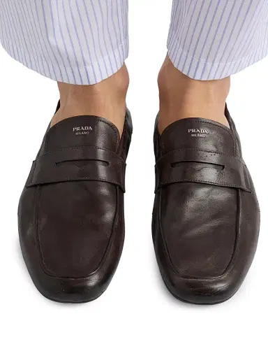Prada Men's Shuffle Antiqued Leather Loafers - Brown - Size 10 | Thumbnail 5 Prada Men's Shuffle Antiqued Leather Loafers - Brown - Size 10 | Thumbnail 5