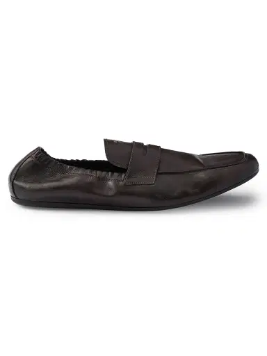 Prada Men's Shuffle Antiqued Leather Loafers - Brown - Size 10 | Thumbnail 1 Prada Men's Shuffle Antiqued Leather Loafers - Brown - Size 10 | Thumbnail 1