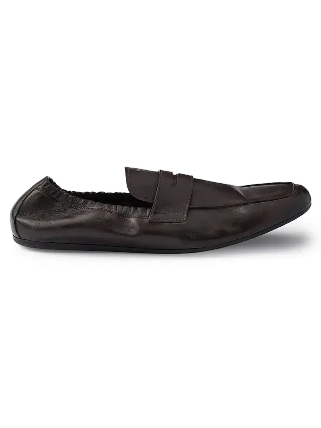Prada Men's Shuffle Antiqued Leather Loafers - Brown