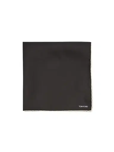 Tom Ford Men's Logo Silk Pocket Square - Black | Thumbnail 1