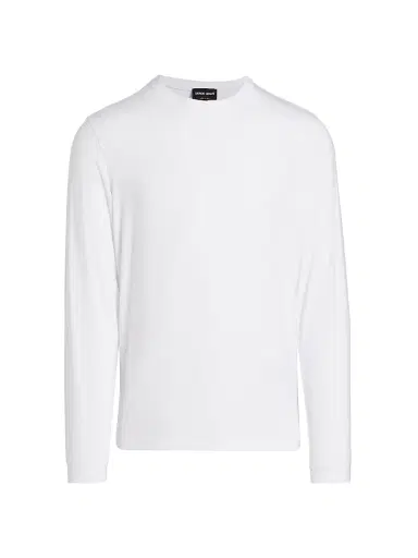 Giorgio Armani Men's Stretch Long-Sleeve Shirt - White - Size 46 | Thumbnail 1