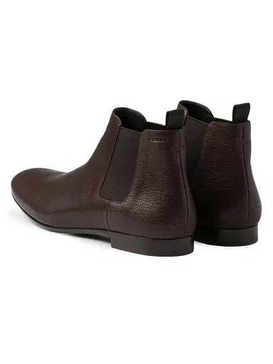 Prada Men's Leather Chelsea Boots - Brown | Thumbnail 3