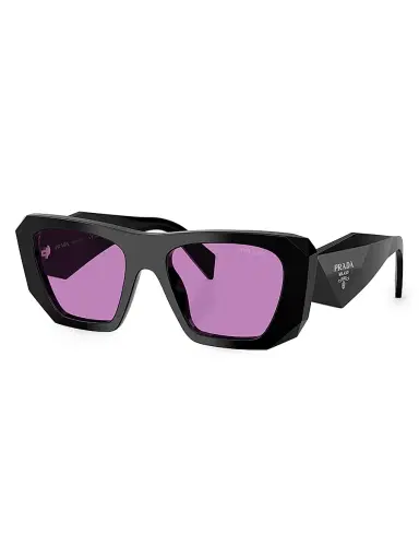 Prada Women's PR B18S Acetate 53MM Square Sunglasses - Black Purple | Thumbnail 1