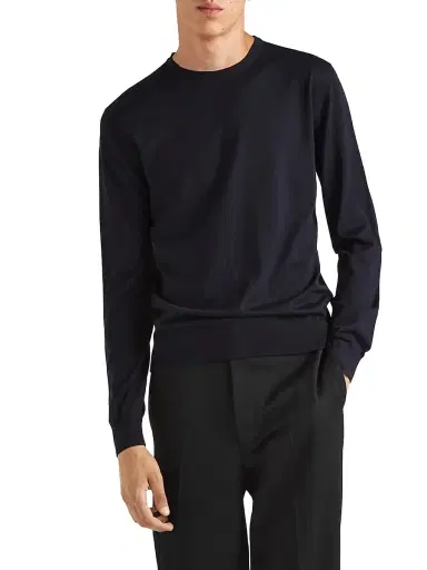 Prada Men's Superfine Wool Crewneck Sweater - Blue - Size 44 | Thumbnail 2 Prada Men's Superfine Wool Crewneck Sweater - Blue - Size 44 | Thumbnail 2