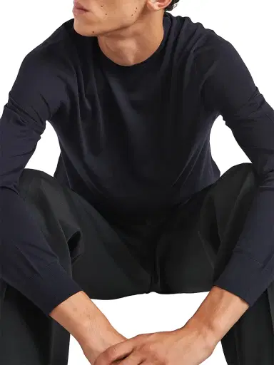 Prada Men's Superfine Wool Crewneck Sweater - Blue - Size 44 | Thumbnail 4 Prada Men's Superfine Wool Crewneck Sweater - Blue - Size 44 | Thumbnail 4