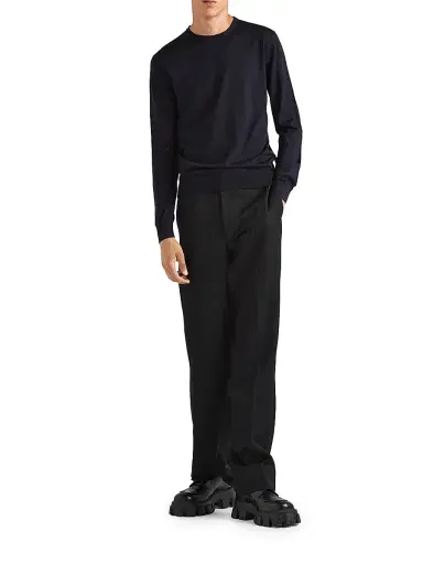 Prada Men's Superfine Wool Crewneck Sweater - Blue - Size 44 | Thumbnail 6 Prada Men's Superfine Wool Crewneck Sweater - Blue - Size 44 | Thumbnail 6