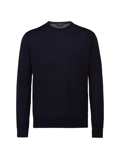 Prada Men's Superfine Wool Crewneck Sweater - Blue - Size 44 | Thumbnail 1 Prada Men's Superfine Wool Crewneck Sweater - Blue - Size 44 | Thumbnail 1