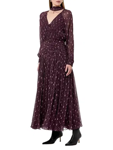 NICHOLAS Women's Draya Geometric Ruched Maxi Dress - Purple Pattern | Thumbnail 3 NICHOLAS Women's Draya Geometric Ruched Maxi Dress - Purple Pattern | Thumbnail 3